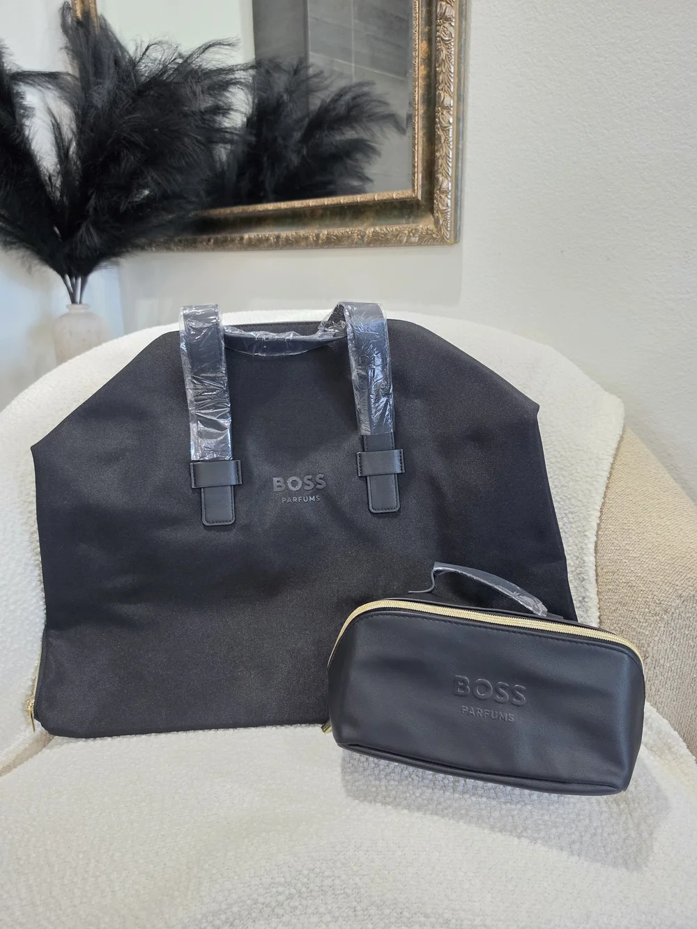 BOSS Black weekender duffle bag and toiletry bag Set